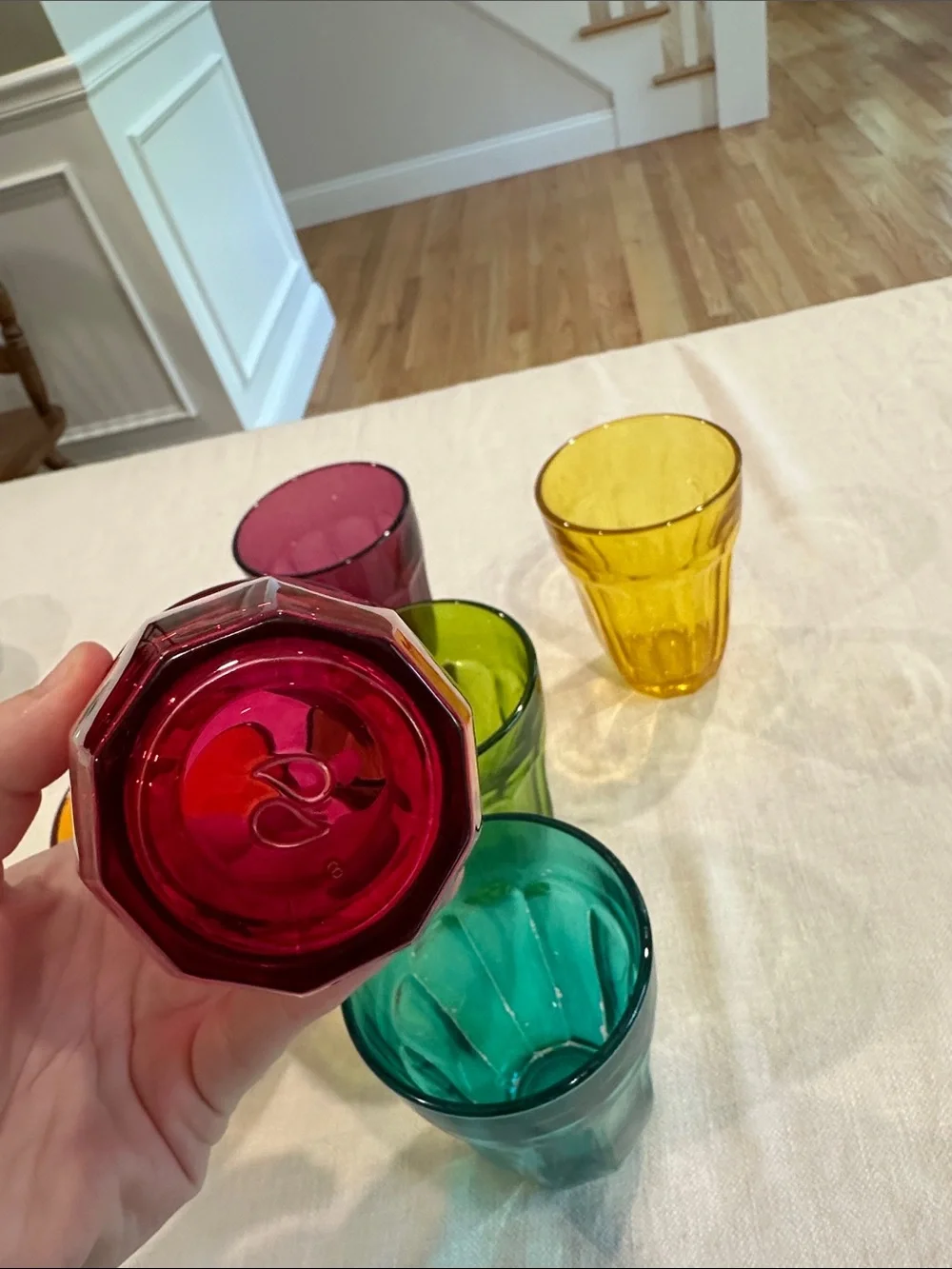 Set of 6 Vintage Multi Jewel Tone Color Pasabahce Palaks Glasses Cups Glass